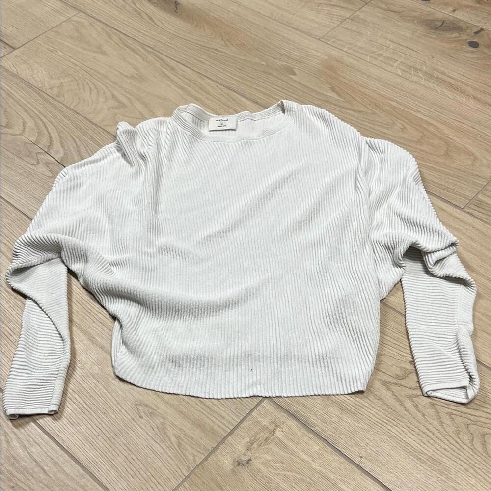 Wilfred White Ribbed Sweater Bat Wing Style | Soft Knit | Women's XS